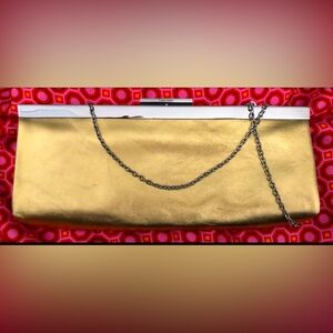 Calvin Klein Gold Leather Evening Bag.